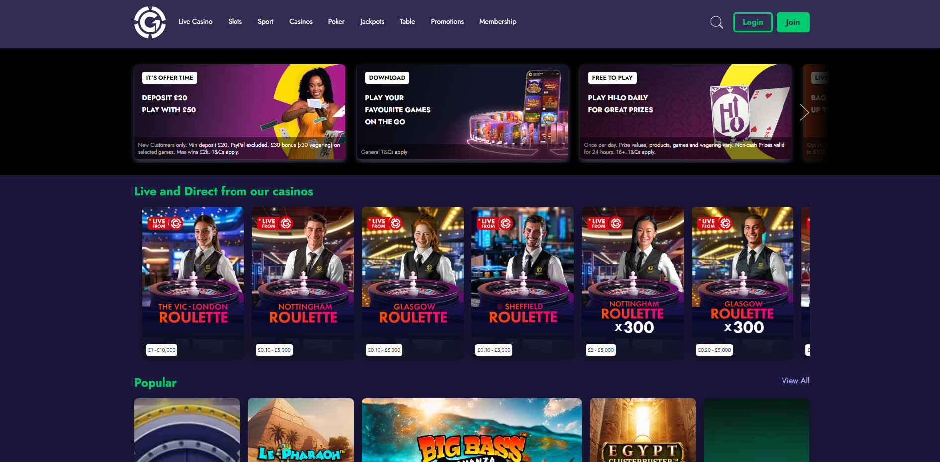 Grosvenor Casinos screenshot